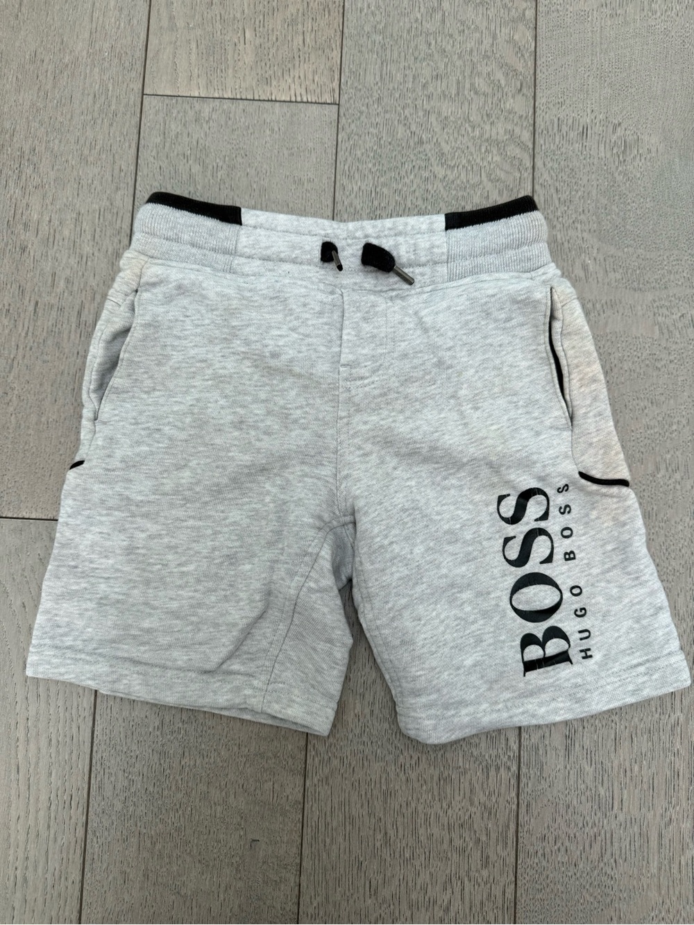 Hugo Boss Light Gray Sweat Shorts with Black Logo